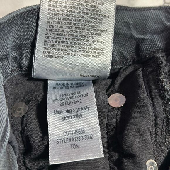 AGOLDE Toni Mid Rise Straight Leg Raw Hem Jeans in Black Feral Wash Size 26 - Picture 14 of 15